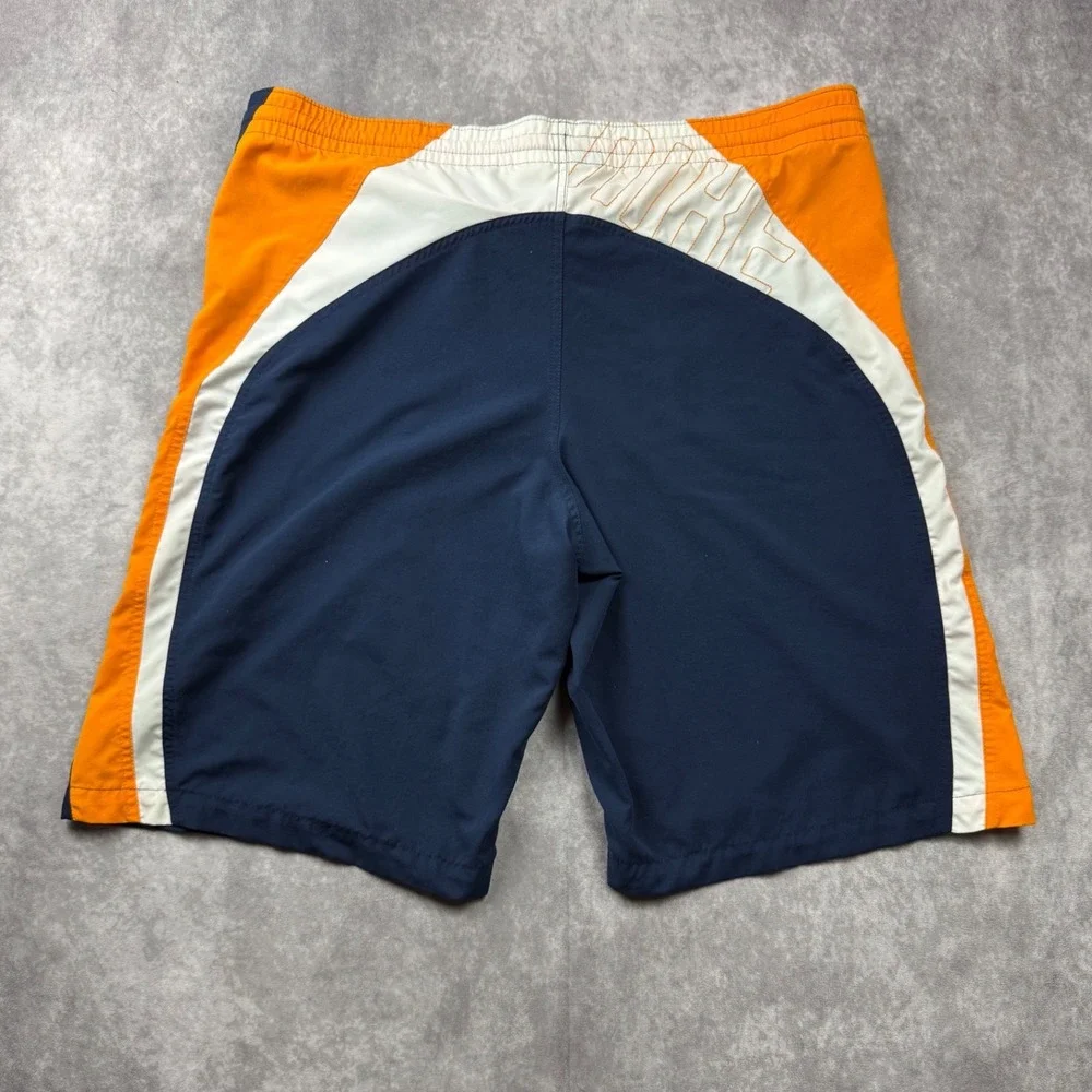 Nike Mens Athletic Shorts XL Navy Blue Orange Colorblock Drawstring Basketball